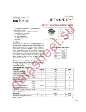 IRF7807D1PBF datasheet  